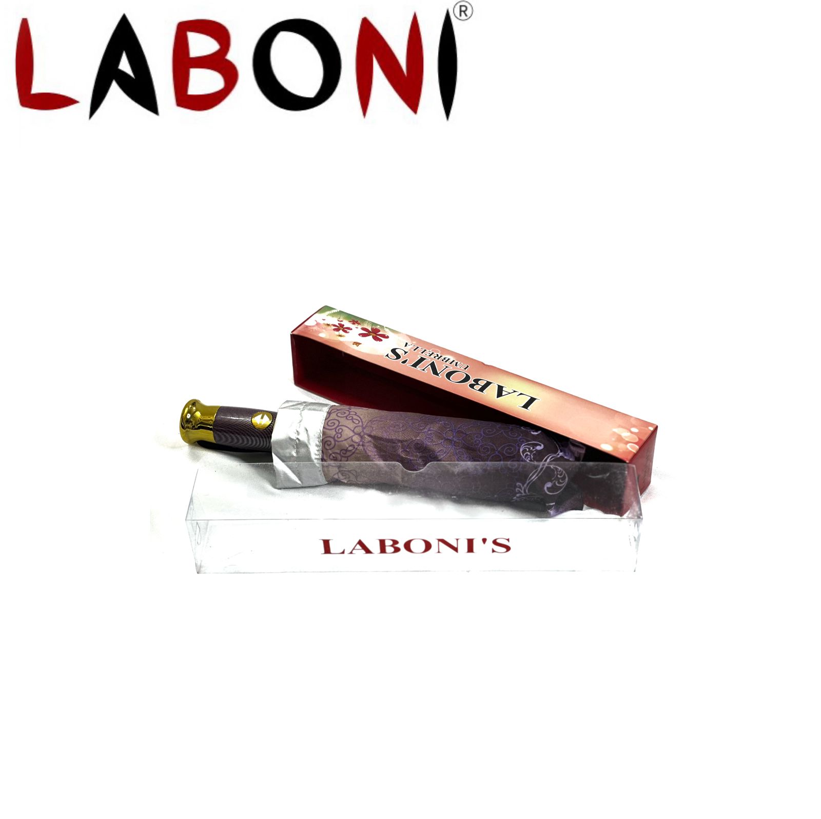 Laboni's 10k Auto
                        Close Silver Print Umbrella
